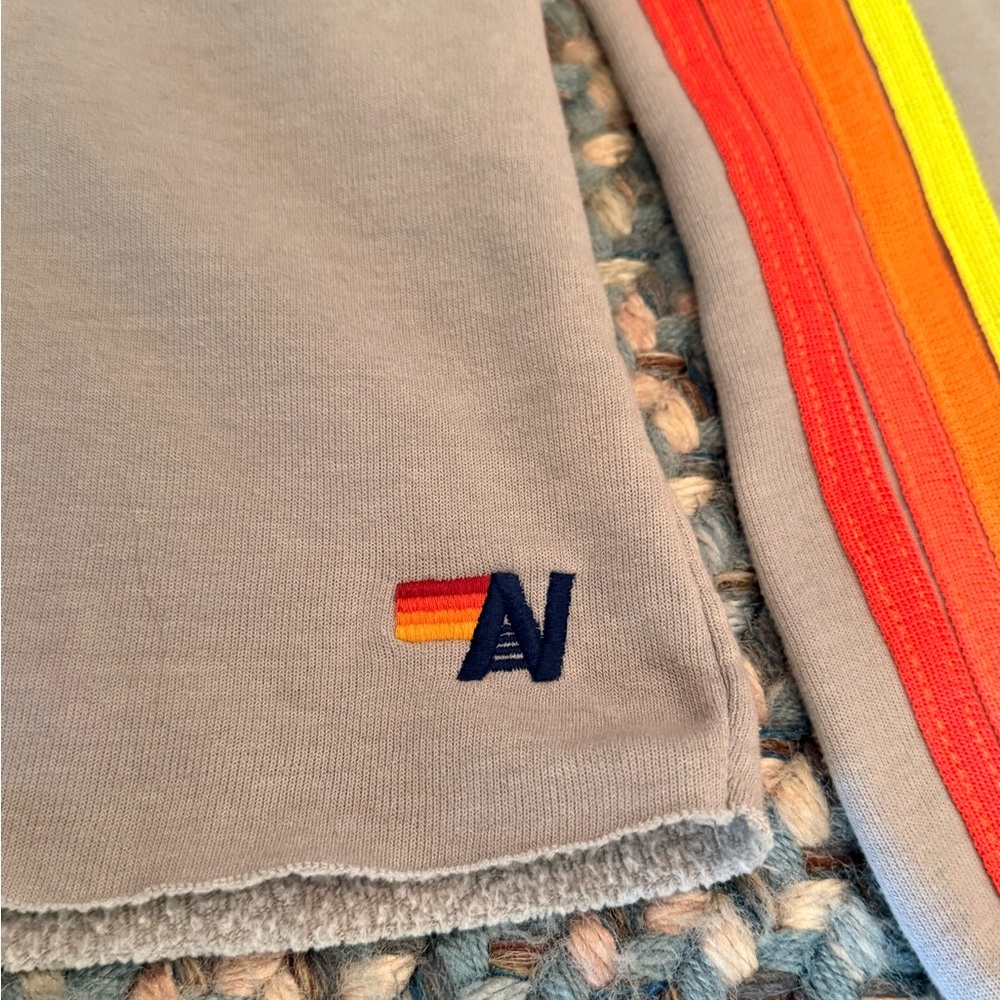 Aviator Nation Gray Cropped Hoodie with Rainbow Stripes - Picture 5 of 8